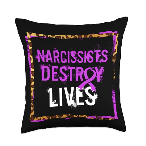 Domestic Violence Tees by WaitForjuly Co. Narcissist Destroy Lives Domestic Violence Awareness Warrior Throw Pillow, 18x18, Multicolor
