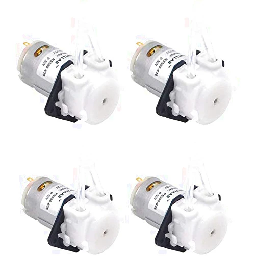 INTLLAB 4pcs/Pack 12V DC DIY Peristaltic Liquid Pump Dosing Pump for Aquarium Lab Analytical, Flow Rate 5~100 mL/min