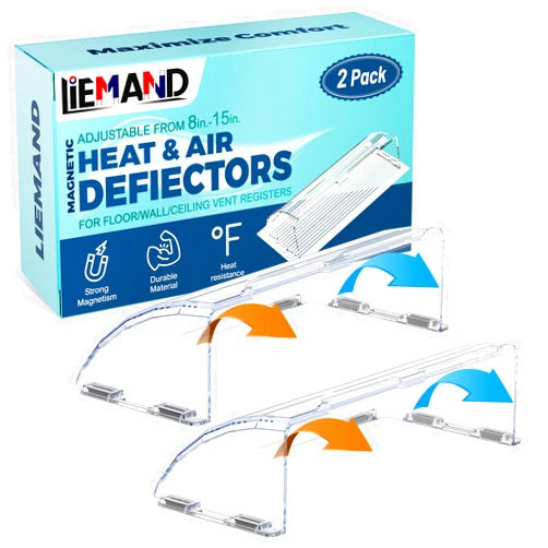 LIEMAND Heat & Air Vent Deflector,Adjustable Between 8’’ to 15’’,Heat Resistant Magnetic Floor Vent deflectors/ac Vent Deflector/Ceiling Vent Deflector-2 Pack