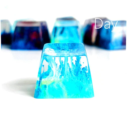 TS Keycap Handmade Seabed Landscape R4 Keycap Resin Artisan Backlit Switch SA Profile for Cherry MX RGB Gaming Mechanical Keyboard DIY Replace (Light Blue)