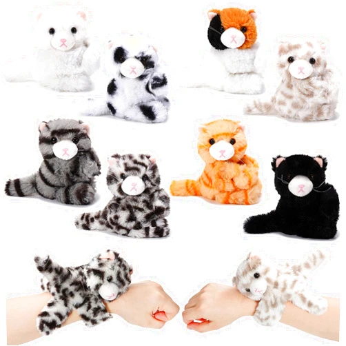 Liliful 8 Pack Kids Gifts Stuffed Animal Cat Slap Bracelets, Halloween Christmas 8 Inch Plush Wrist Cute Snap Bracelet Birthday for Boys Girls Child Bulk Item Pet Adoption Party Favors(Kittens)