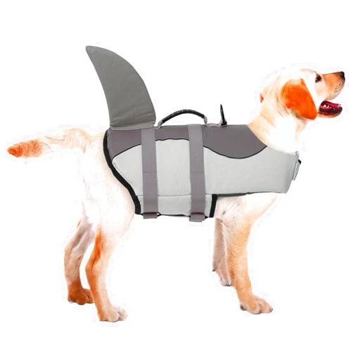 ASENKU Dog Life Jacket - Pet Safety Vest for Swimming & Boating, Shark Life Jacket with Floatation, Dog Lifesavers Swimsuits for Small Medium Large Dogs (Grey, L)
