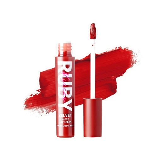 Ruby Kisses Velvet Lip Cream, Matte Finish Lipstick, Rich Color, Long Lasting Lip Stain, Lightweight, Nourishing, Hydration, High Pigment Lip Tint (ROSEWOOD)
