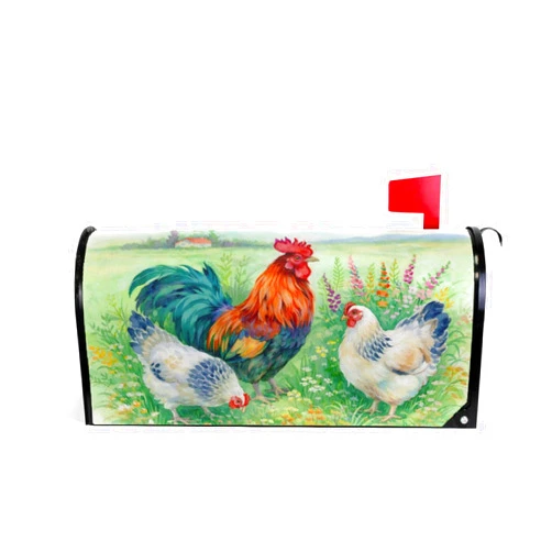 ALAZA WOOR Chicken and Rooster in The Grass Vintage Magnetic Mailbox Cover MailWraps Garden Yard Rural Farmhouse Home Decor for Outdoor Standard Size-18
