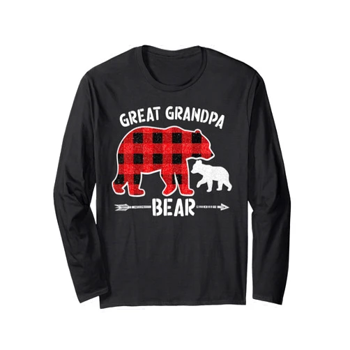 Matching Family Christmas Bear Pjs for Great Red Plaid Great Grandpa Bear Buffalo Christmas Pajama Family Long Sleeve T-Shirt