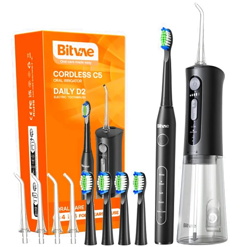 Bitvae Water Dental Flosser Teeth Picks - Cordless Water Flosser for Teeth - 5 Modes Sonic Electric Toothbrush,Upgraded Water Dental flosser Pick