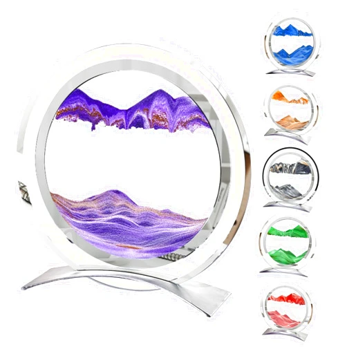 ZSDSZDZY Moving Sand Art Picture Liquid Motion, 3D Quicksand Décor, Deep Sea Sandscapes with Display Flowing Sand Frame for Relaxing, Desktop Office Home Decoration (Purple)