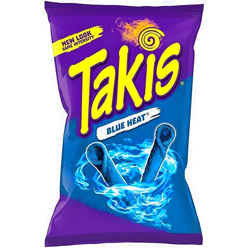 Takis Rolls Spicy Blue Heat Hot Chili Pepper Tortilla Chips (1oz Bag)(10Pack) (Blue Heat)
