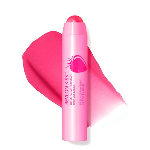 Revlon Kiss Tinted Lip Balm with SPF 20, Hydrating, Flavored, Infused with Natural Fruit Oils, 025 Fresh Strawberry, 0.09 oz