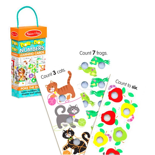 Melissa & Doug Poke-A-Dot Jumbo Number Learning Cards - 13 Double-Sided Numbers, Shapes, and Colors Cards with Buttons to Pop