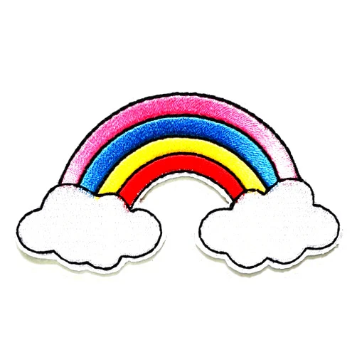 NiPitShop Rainbow & Clouds Patch Nipitshop Patches Rainbow Cloud Patch Rainbow Cloud Beautiful New Day Cartoon Kid Patch Symbol Jacket T-Shirt Patch Sew Iron on Embroidered Sign Badge Costume