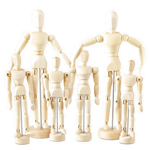 Menkxi 6 Pcs Artist Mannequin Model Wooden Manikin Drawing Moveable Figure with Stand Flexible Jointed Mannequin Human Drawing Model for Artists Sketching Painting Home Decoration