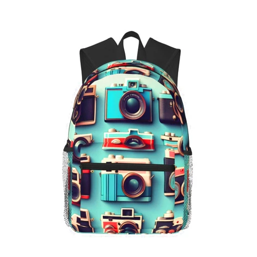 YQxwJL Retro Cool Camera Collection Print Backpack For Women Men, Laptop Bookbag,Lightweight Casual Travel Daypack