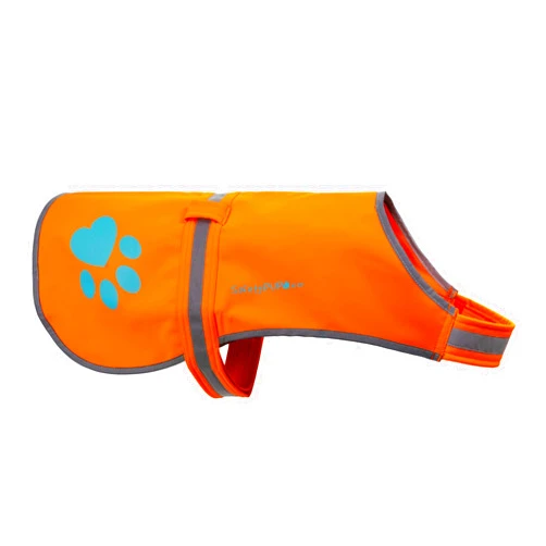 SafetyPUP XD Soft-shell Waterproof Dog Vest. Hi Visibility, Reflective Jacket with Light Fleece Lining. Ideal in Cooler Climates. Blaze Orange Fabric Protects Your PUP Near Hunting Grounds & Off Leash