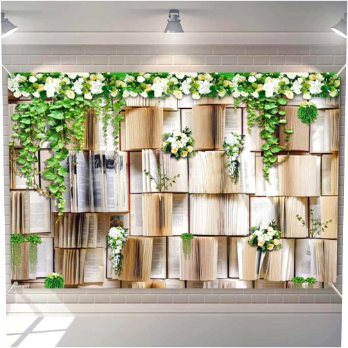 KUKUSOUL 6x4ft Book Photo Backdrops Books Pages Green Leaves White Flowers Background Wedding Birthday Party Princess Photo Studio Props KUHBDJ165