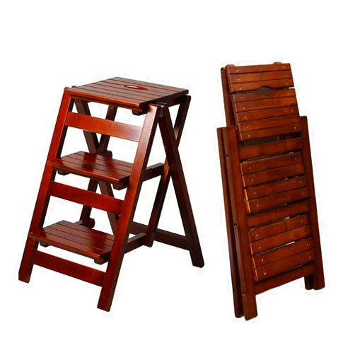 Bidesen 3 Step Stool Wooden Folding Ladder Chair Thickened Library Stair Chair Portable Light Garden Tool Ladder Maximum Load 337bl