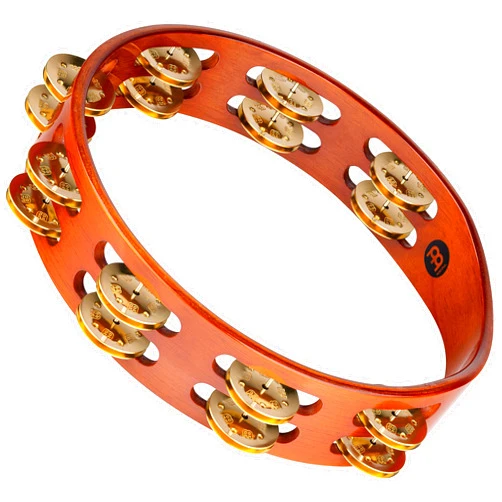 Meinl Percussion Traditional Wood Tambourine with Solid Brass Jingles, Double Row — NOT Made in China — for All Musicians, 2-Year Warranty (TA2B-AB)