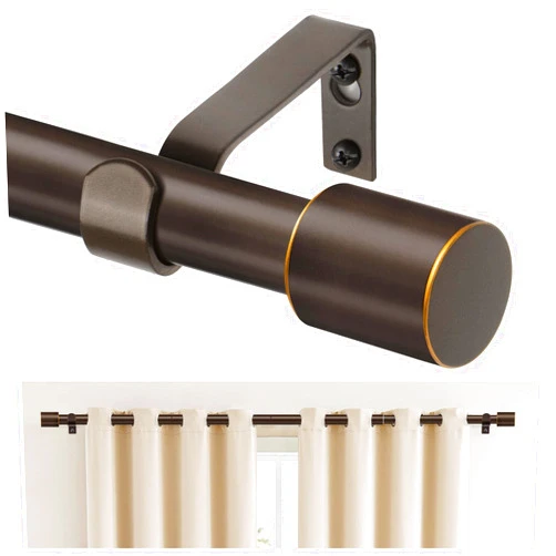 TONIAL Curtain Rods for Windows 48 to 84 Inches(4 to 7 ft), Adjustable Splicing 3/4 Curtain Rod 32 to 86 Inches(2.6 to 7.1 ft), Decorative Single Drapery Rod with Modern Finial, Bronze