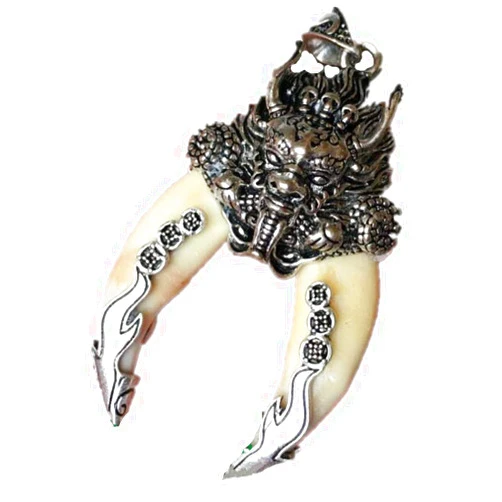 YHSTG Collectible Figurine Craft Sculpture Statue Chinese Boar Tooth Wild Boar Silver Dragon Protection Talisman Pendant Creative Friend Birthday Gift