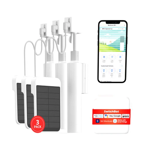 SwitchBot Smart Electric Motorized Blinds Kit - 3Pack with 2.4G WiFi Remote Control, Solar Powered, Compatible with Alexa, Google Home and Siri, Light Sensing Control, Unlimited Group Control
