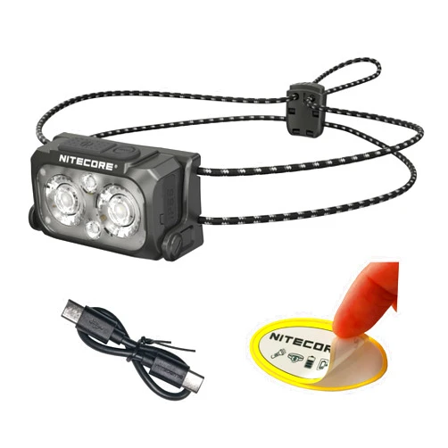 Nitecore NU25 MCT UL 400 Lumen Ultralight USB-C Rechargeble Outdoor Headlamp with Multiple Color Temperatures Warm Natural, Cold Lights and Red Light (Elastic Cord, Black)