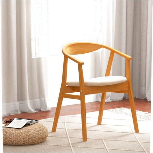Giantex Bamboo Accent Chair - Wood Natural Boho Accent Dining Chairs with Armrest and Curved Backrest, Accent Arm Chair for Living Room, Dining Room, Small Space