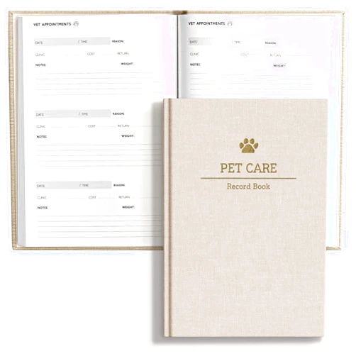 New Woof Pet Care Record Book: The Ultimate Health & Medical Hardcover Log Book |Track Vaccination, Vet Visits, Medication, Medical Exams, Expenses, Puppy Shots, Pet Info & More| Minimalist Linen Cover Journal