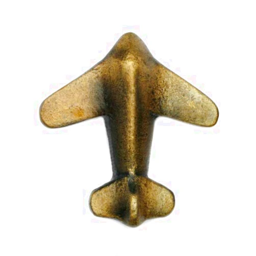 MarktSq Set of Four Cast Iron Airplane Cabinet Knob in Antique Brass Finish