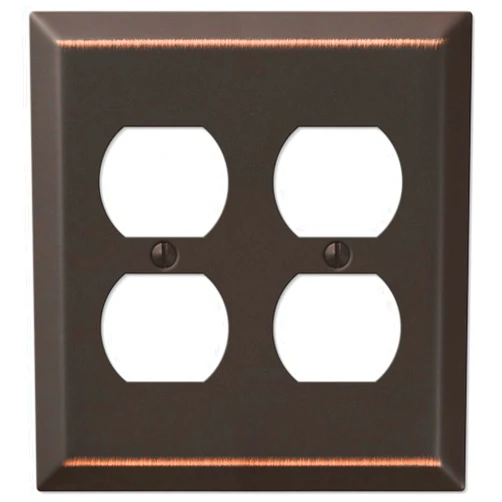 Amerelle 163DDDB Century Wallplate, 2 Duplex, Steel, Aged Bronze, 1-Pack