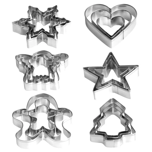 YXCLIFE Christmas Cookie Cutter Set - Gingerbread Man, Snowflake, Christmas Tree, Heart, Star, Angel - 18 Piece Christmas Cookie Cutters, Cookie Cutters Christmas Shapes for Holiday Winter Baking