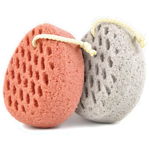 BAIMEI Bath Sponge, Sponge Loofah Body Scrubber, Shower Pouf Cleaning Loofahs Sponge, Shower Use Sponge (Pink Grey)
