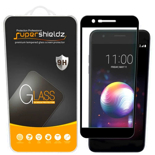 Supershieldz (2 Pack) Designed for LG K30 Tempered Glass Screen Protector, (Full Screen Coverage) Anti Scratch, Bubble Free (Black)