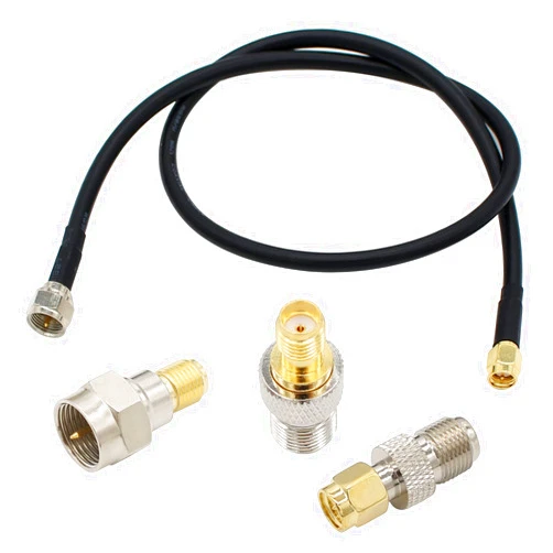 Exgoofit SMA to F Adapter SMA Male to F Type Male 20 inch RG58 Coax Coaxial Extension Cable +3pcs F Type to SMA Male Female Connector for RF Application