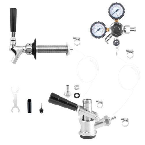 Gancowise Single Tap Kegerator Door Mount Conversion Kit with Dual Gauge CGA-320 Regulator & D-System Keg Coupler for Bars, Pubs, and Restaurants (CO2 Tank Not Included)