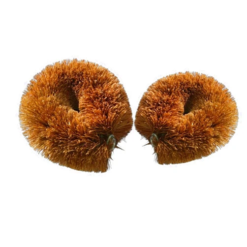 Generic Pack of 2 Tawashi Brushes for Cleaning Fruits & Vegetables & Other Natural Coconut Fiber Scrubber, Household use with Wire Hanging Loop, Vegetable Scrub and Coconut Coir Brush, Brown
