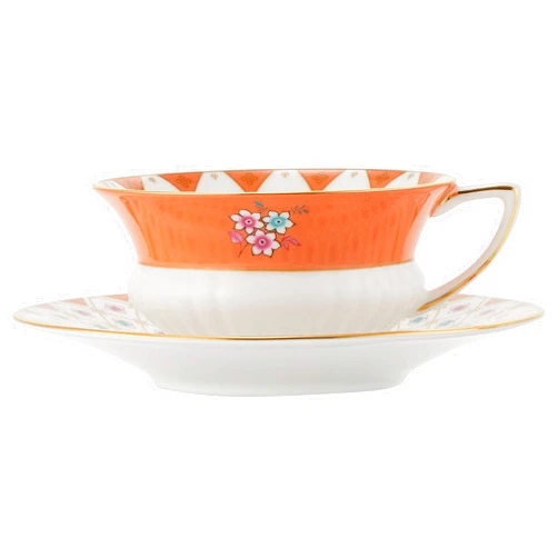 Wedgwood Wonderlust Peony Diamond Teacup & Saucer Set