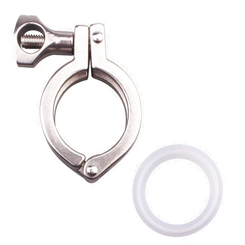 DERNORD Tri-clamp Stainless Steel 304 Single Pin Heavy Duty Tri Clamp with Wing Nut for Ferrule TC with 1 pc Silicone Gasket (1.5