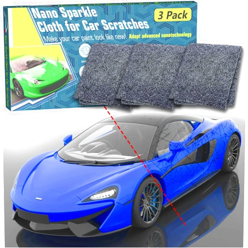 Toovro Nano Sparkle Cloth Car Scratch Remover, Nano Sparkle Cloth for Car Scratch, Automative Magic Nano Scratch Cloth Easy to Repair Light Car Scratch, Water Spots, Paint Residues, Swirls (3PACK) 2024 New