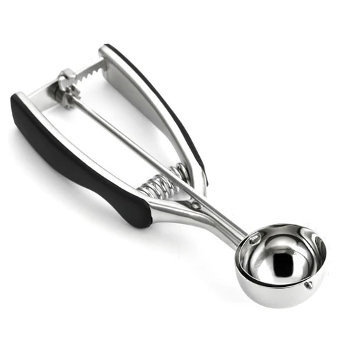 Spring Chef Medium #40 Stainless Steel Cookie Scoop for Baking - Multifunctional Cookie Dough Scoop with Trigger Release, 1.7 Tablespoon Food Scooper for Kitchen - Dishwasher Safe Melon Baller - Black