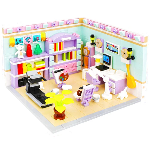 OundarM Playhouse Mini Blocks - Study Room, Building Game for Guestrooms for Girls and Boys 6 7 8 9 10 Years (623 Pieces)