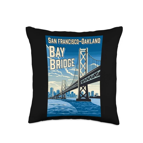 Presto California Bay Area San Francisco Oakland San Francisco-Oakland Bay Bridge Northern California Throw Pillow