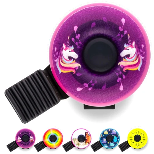 Fahrrad Fuchs Bicycle Bell for Children - Pink with Unicorn - Bell Ideal for Children's Bike, Bicycle and Balance Bike - Great Designs for Girls and Boys