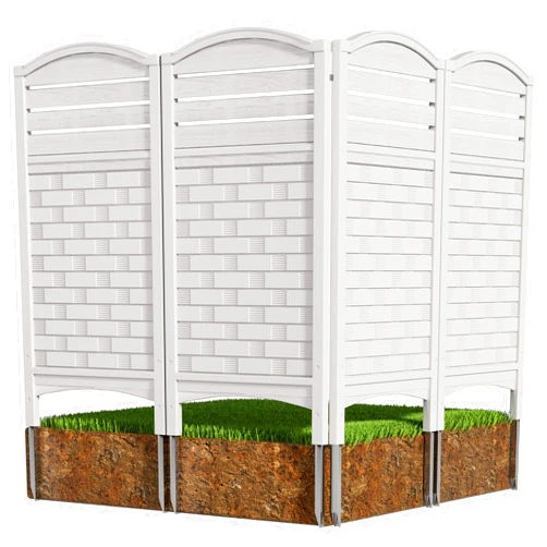 Mrosaa Outdoor Fence Privacy Panels,Resin Privacy Fence Panels for Outside,Air Conditioner Fence/Trash Can Fence/Pool Equipment Enclosure 4-Pack(Off-White)