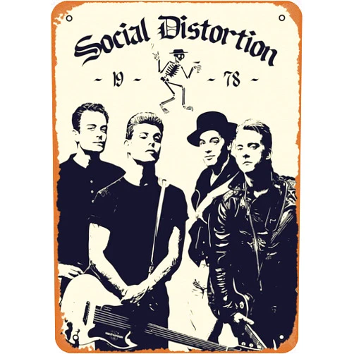 AirBnk Vintage Metal Tin Sign Social Distortion The Bands Musical Bar Pub Cafe Wall Kitchen Bathroo Poster Karaoke Retro Decor Art 8x12 inches.