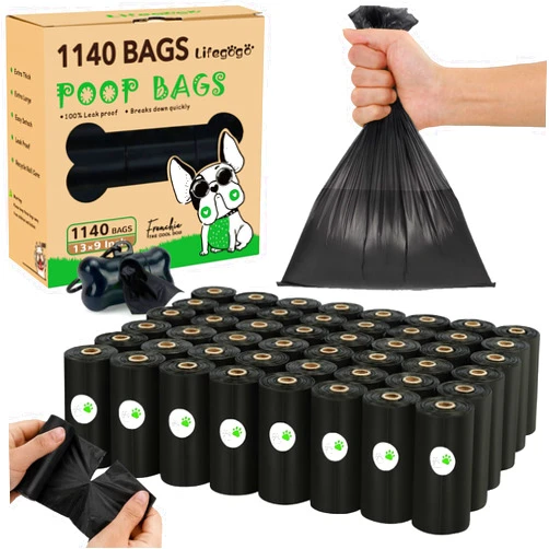 Lifegogo Dog Poop Bags 1140 Count (57 Rolls), Unscented Leak-Proof Waste Bag, 13x9