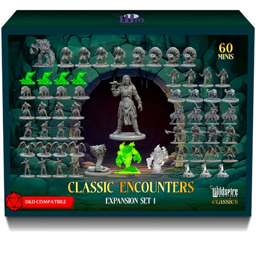 Wildspire Classic Encounters - Expansion Set I - 60 Iconic DND Miniatures Bulk Monsters, Unpainted Tabletop RPG DND Minis, D&D Miniatures, Fantasy Figurines, Dungeons & Dragons Minis, 28mm, Assembled Unprimed