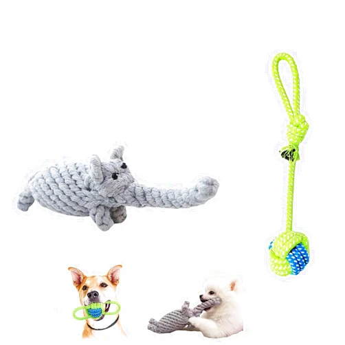 Cotdoog Dog Rope Toys 2 Nearly Indestructible Dog Toys, Dog Toy for Medium to Large Breed, Dental Cleaning Chew Toys, Keeps Aggressive Chewers Busy - Includes Elephant & Rope Ball, Dog Teething Toys