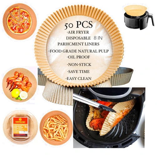 TFPEZ4U Air Fryer Disposable Paper Liner keep air fryer clean with air fryer inserts, superior food grade quality material unbleached non toxic non stick will not deform leak or affect food like other liners