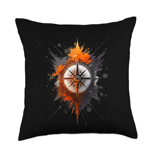Segeln Kapitän Schiff Boot Taufe Geschenk Kompass Nautical Splash Ship Compass for Boat Owners Throw Pillow, 18x18, Multicolor