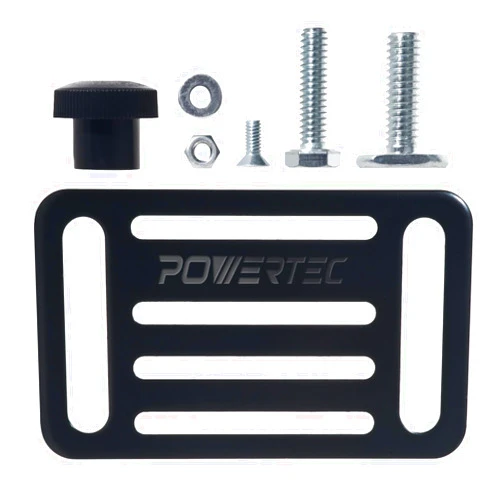 POWERTEC Toggle Clamp Mounting Plate with Hex Bolts, T-Track T Bolts and Adjustable Mounting Slots for T Track Clamp, Woodworking Jigs and Fixtures, Welding, Drill Press, Crosscut Sled (71416)
